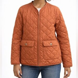 Wonder Nation Girls Womens Quilted Jacket Burnt Orange Size XL 14-16 Zip-Up